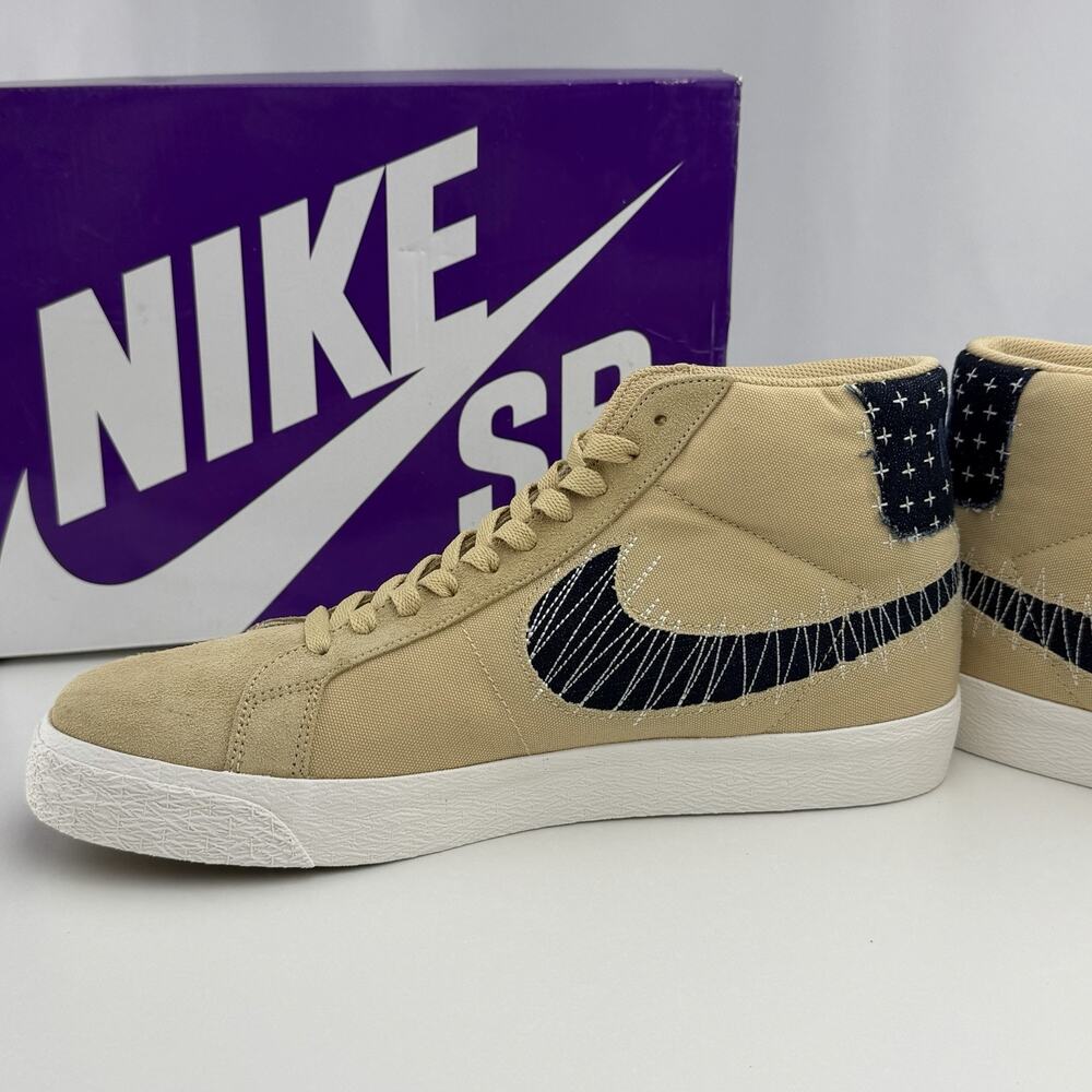 Nike SB Zoom Blazer Mid PRM Sashiko Sesame Mystic Navy CT0715-200 Size 11.5 - Picture 9 of 11